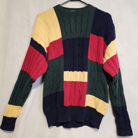 Nautica Other - Vintage Nautica Colorblock Cable Knit Sweater Men's Medium